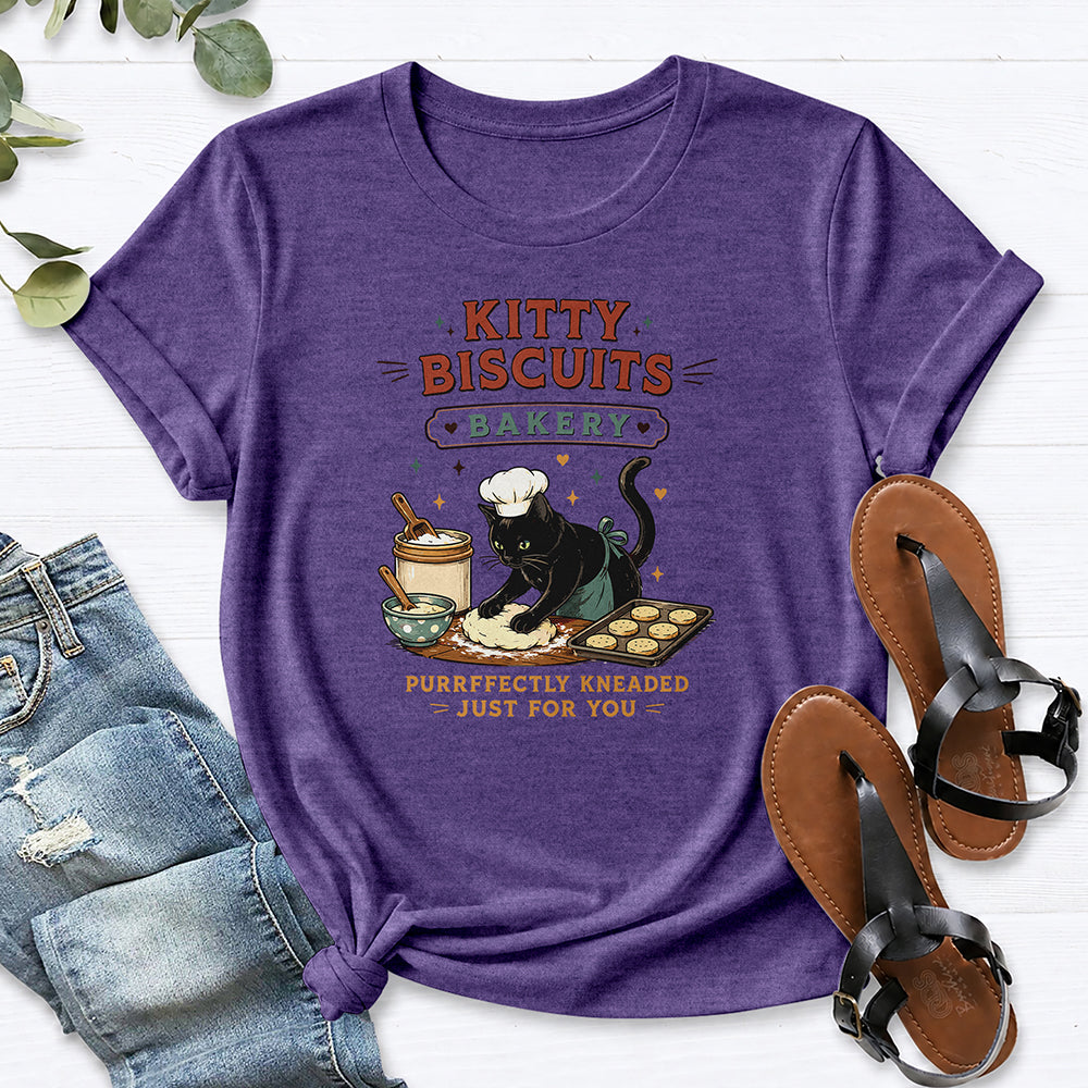 Kitty Biscuits Bakery Tee — Heather Purple