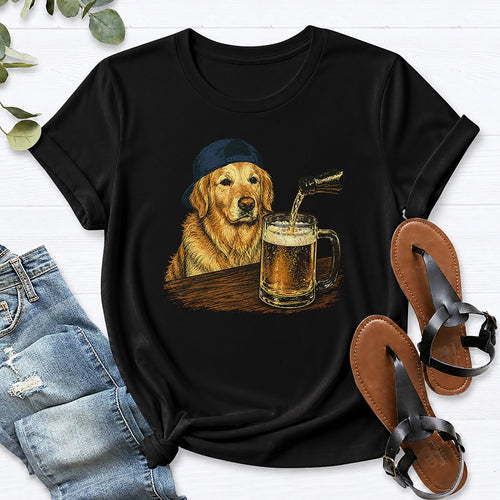Golden Beer Retriever Tee — Black