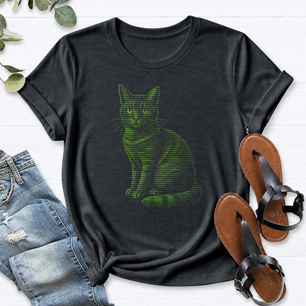 Ascii Cat Tee — Dark Heather