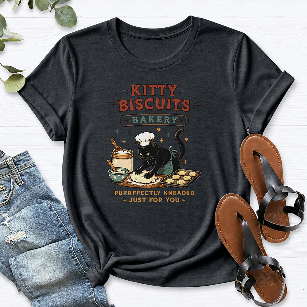 Kitty Biscuits Bakery Tee — Dark Heather