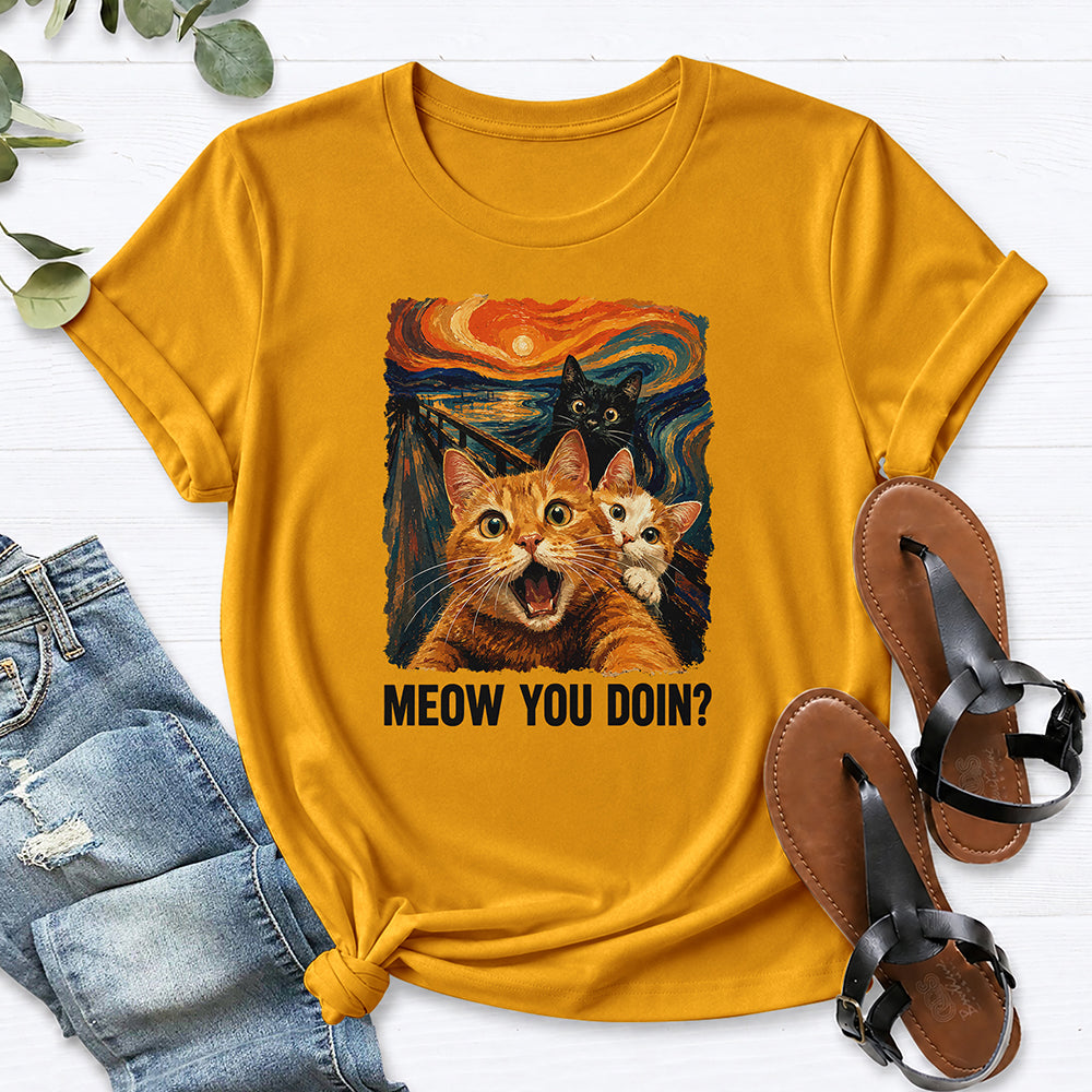 Cat Painting Tee — Gold