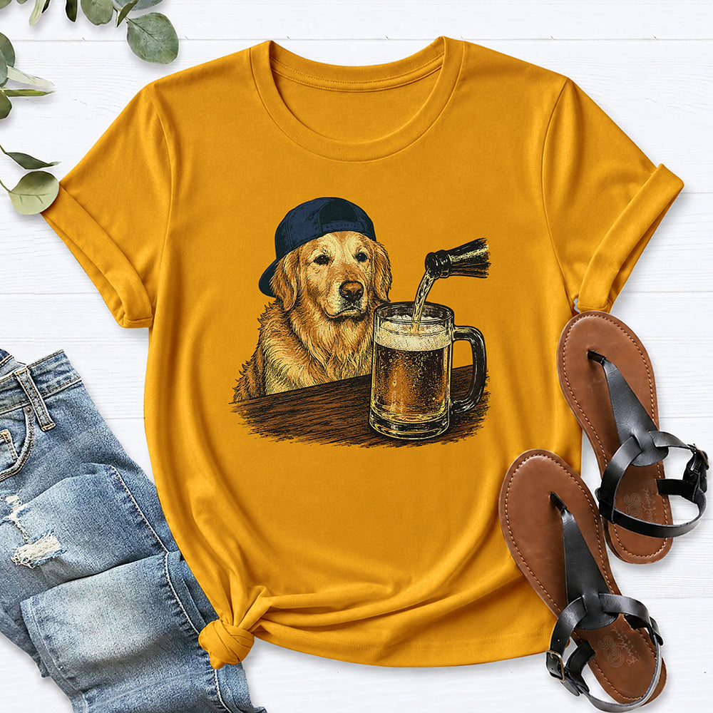 Golden Beer Retriever Tee — Gold