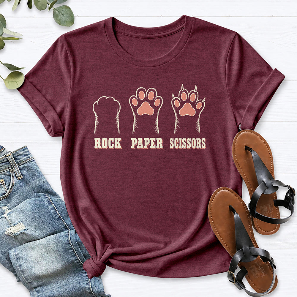 Rock Paper Scissors Tee — Heather Maroon