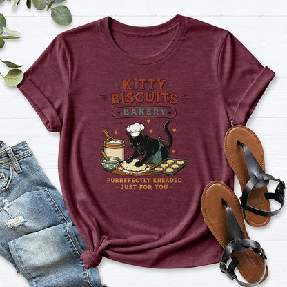 Kitty Biscuits Bakery Tee — Heather Maroon