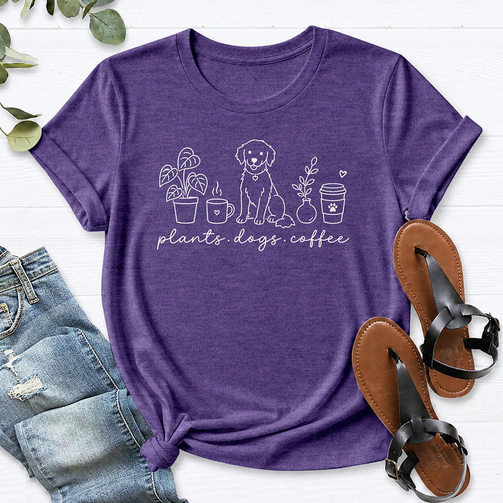 Plants. Dogs. Coffee. Tee — Heather Purple