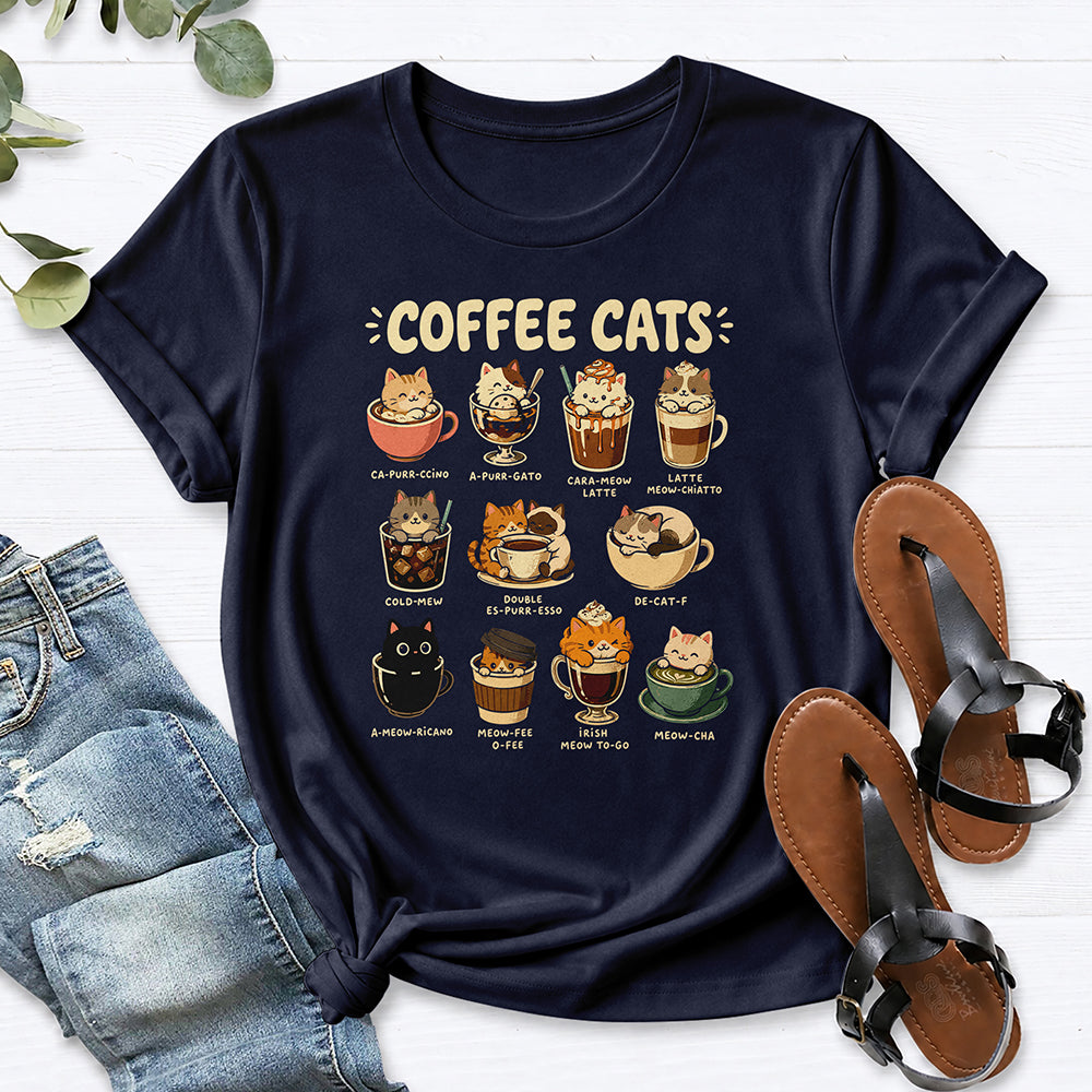 Coffee Cats Tee — Navy