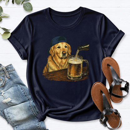 Golden Beer Retriever Tee — Navy