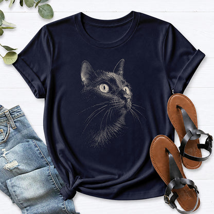 Black Cat Shirt Tee — Navy