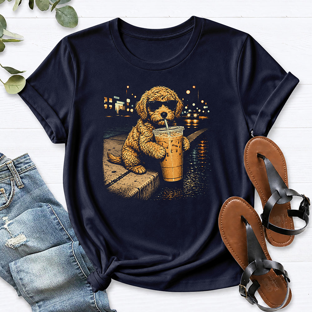 Goldendoodle Coffee Tee — Navy