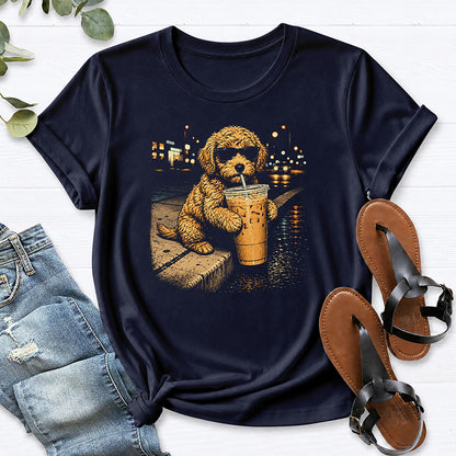 Goldendoodle Coffee Tee — Navy