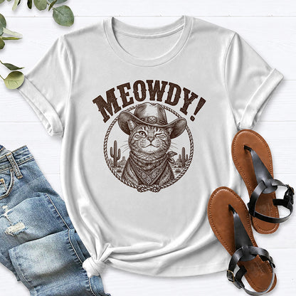 Meowdy Cat Tee — White