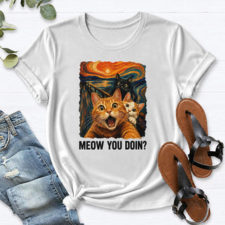 Cat Painting Tee — White