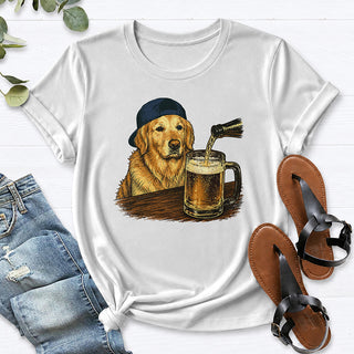 Golden Beer Retriever Tee — White